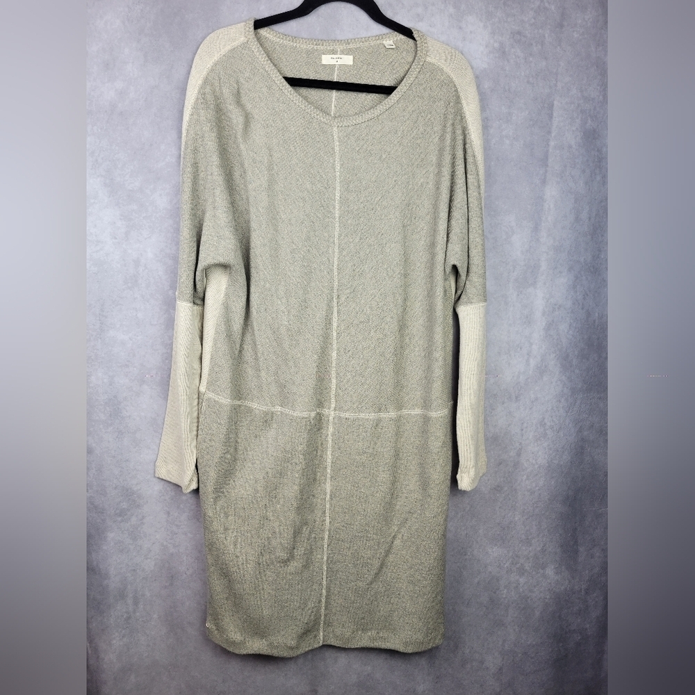 Billy Reid 100% Cotton Sweater Dress block design gray beige size Women’s M